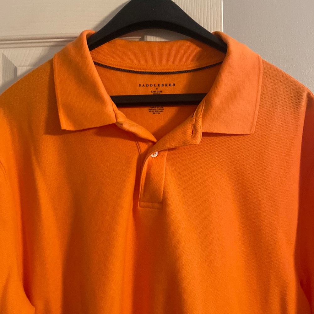 Men’s Saddlebred, easy care medium orange polo shirt